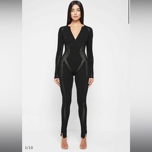 MANIERE DE VOIR Black Knitted Contour Jumpsuit size small black NWT